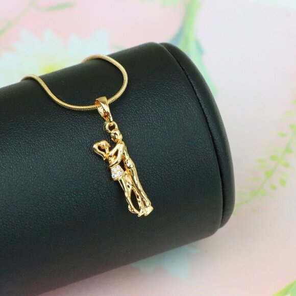 "Romantic Couple Embrace Rose Gold Pendant with Sparkling Accents, XPPT1200 - Picture 7 of 13